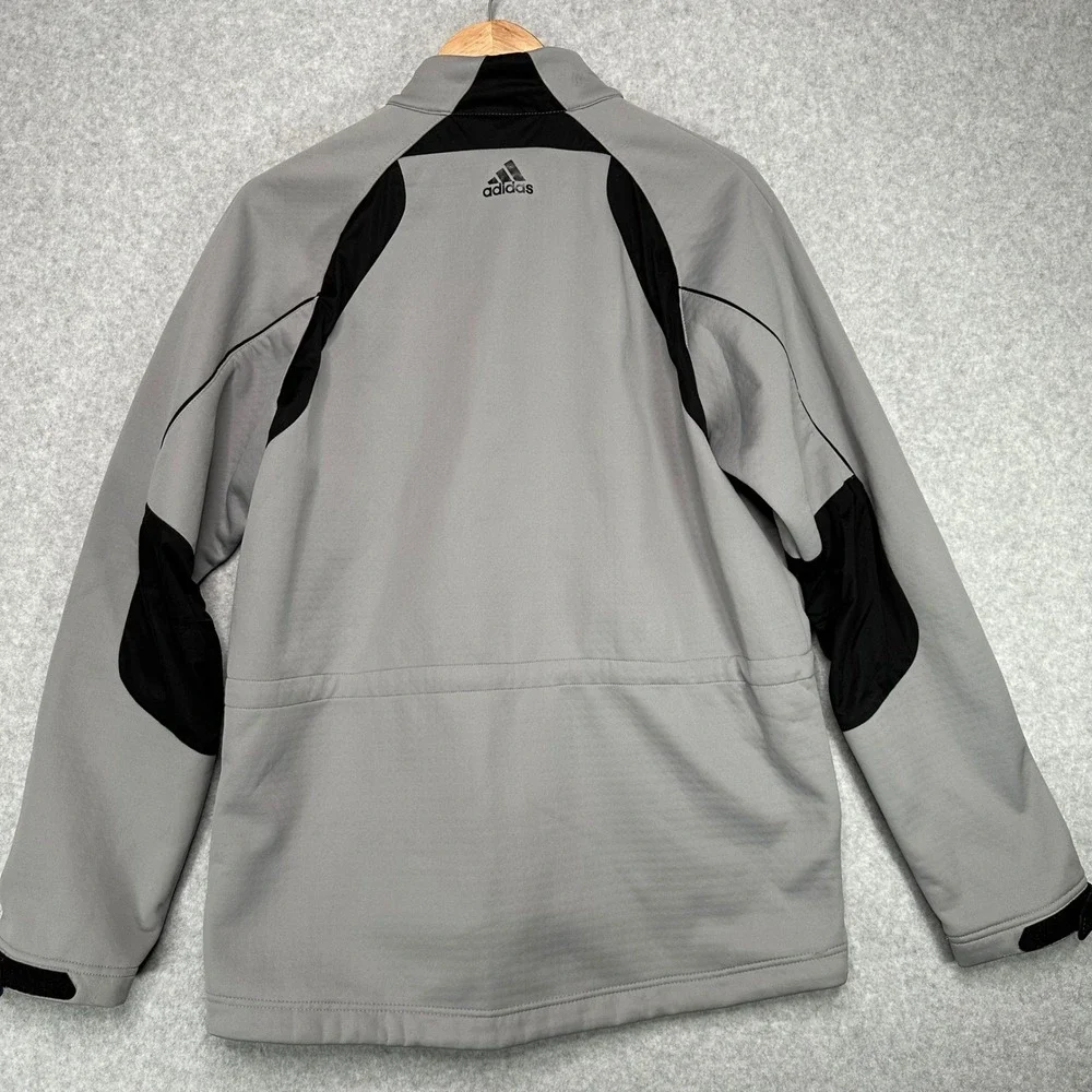 Adidas ClimaProof Wind Warm Full Zip Jacket Mens Medium Gray Black Athletic
